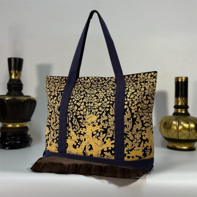 תיק בד "ארנבים מוזהבים" בעיצוב תאילנדי