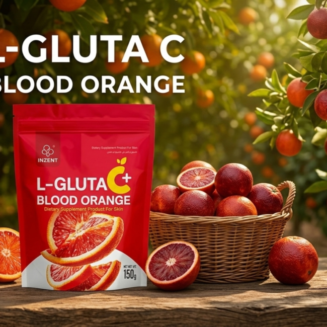 אבקת L-Gluta C פלוס תפוז אדום  גלוטתיון וויטמין C לעור זוהר