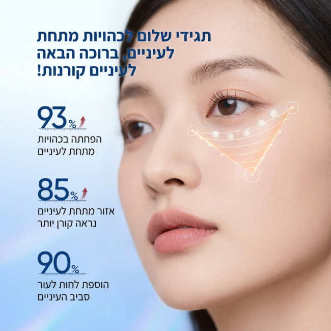 סרום עיניים מקצועי עם קפאין ופפטידים, להפחתת כהויות, נפיחות וקמטוטים