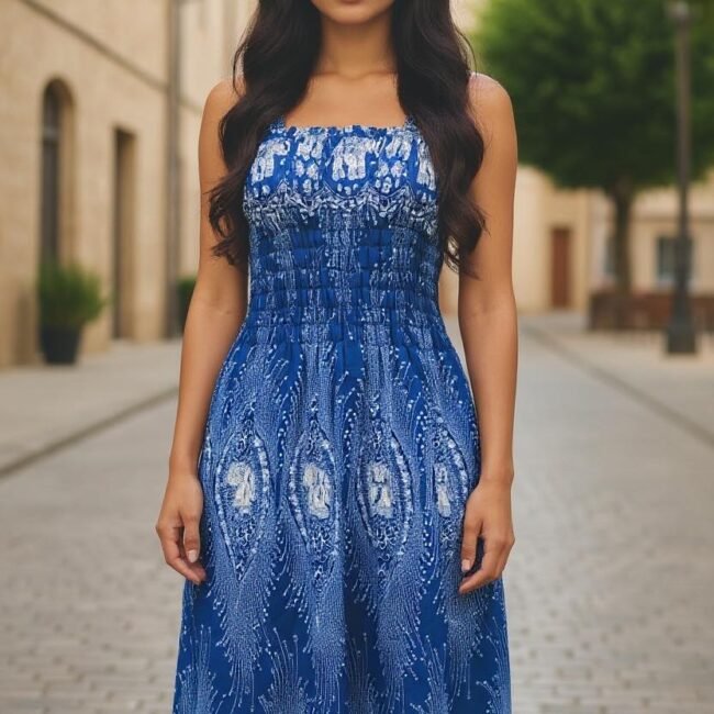 שמלת פילים תאילנדית לנשים שמלת קיץ עם כתפיות