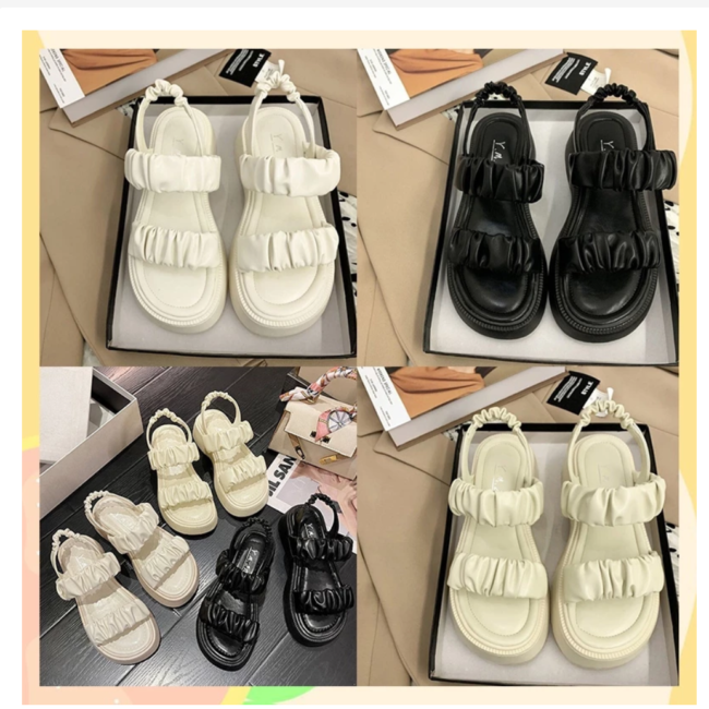 סנדלי אופנה לנשים עם שתי רצועות ורצועת עקב