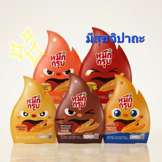 חטיף רצועות קונג'אק מתובל Muek Krub – ‏50 גרם, 6 אריזות אישיות לבחירת טעם